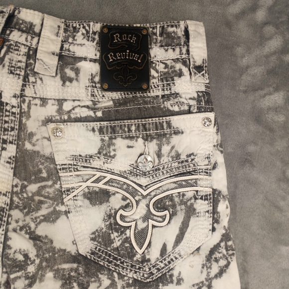 ROCK REVIVAL Algodon Straight Shorts  Mens Size 34 Gray & White  Acid Wash - Picture 8 of 14